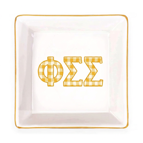 Phi Sigma Sigma Gold Trim Jewelry Dish