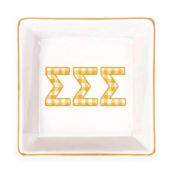 Sigma Sigma Sigma Gold Trim Jewelry Dish