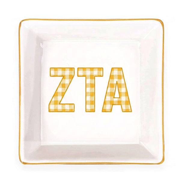 Zeta Tau Alpha Gold Trim Jewelry Dish