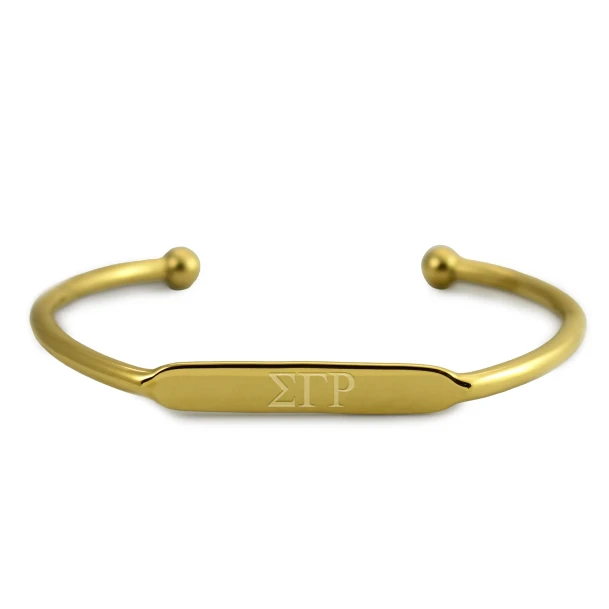 Sigma Gamma Rho Bracelet-Gold-Plated Bangle with Greek Letters