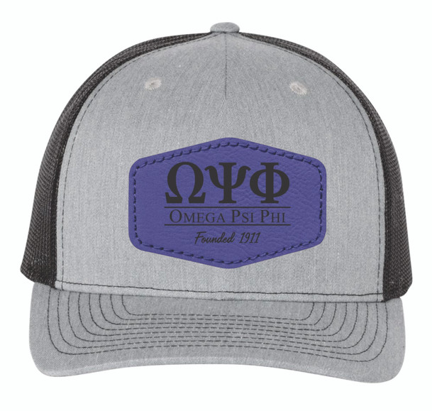 Omega Psi Phi Leather Patch Trucker Hats
