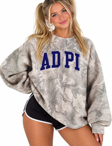 Sorority Nickname Camo Oversized Crewneck