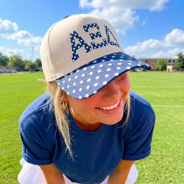 Alpha Xi Delta Polka Dot Bill Vintage Trucker Hat