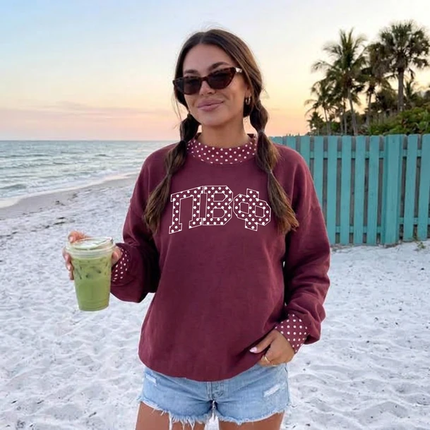 Pi Beta Phi Oversized Lightweight Polka Dot Mockneck