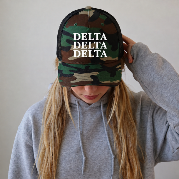 Delta Delta Delta Camo Trucker Hat