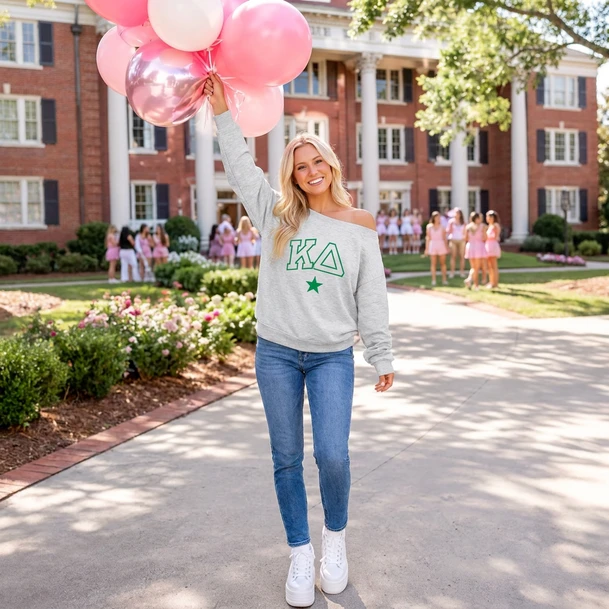 Kappa Delta Off Shoulder Oversized Crewneck Sweatshirt