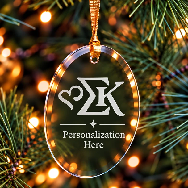 Sigma Kappa Logo Glass Oval Christmas Ornaments