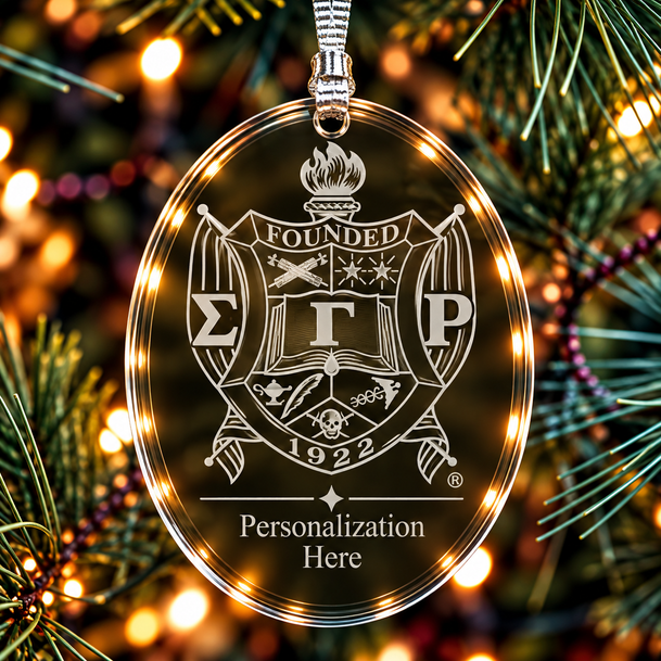 Sigma Gamma Rho Logo Glass Oval Christmas Ornaments