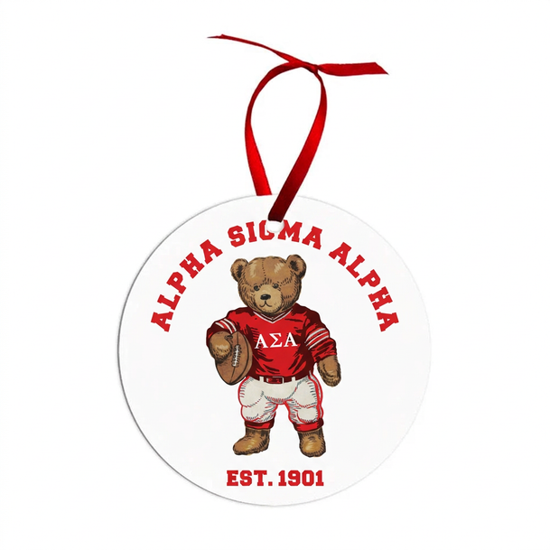 Alpha Sigma Alpha Teddy Bear Christmas Ornaments