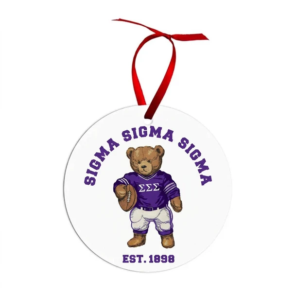 Sigma Sigma Sigma Teddy Bear Christmas Ornaments