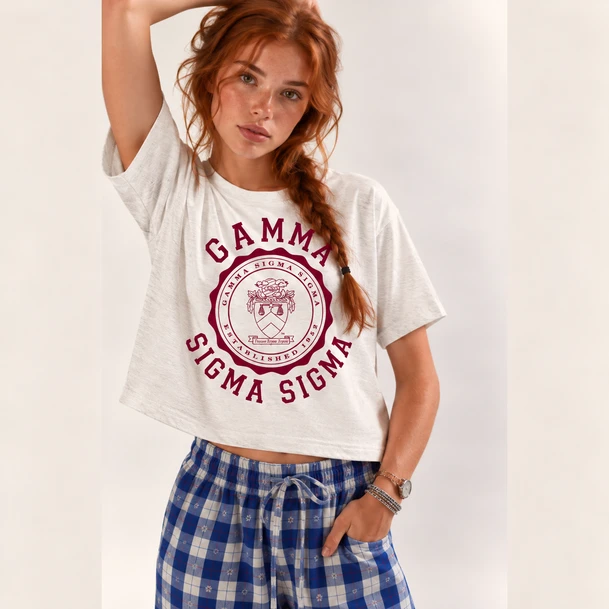 Gamma Sigma Sigma Seal Boxy Tee – Classic Sorority Graphic T-Shirt