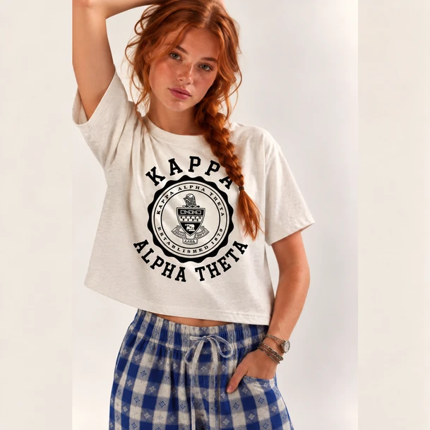 Kappa Alpha Theta Seal Boxy Tee – Classic Sorority Graphic T-Shirt