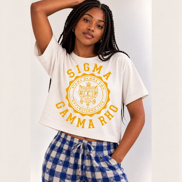 Sigma Gamma Rho Seal Boxy Tee – Classic Sorority Graphic T-Shirt