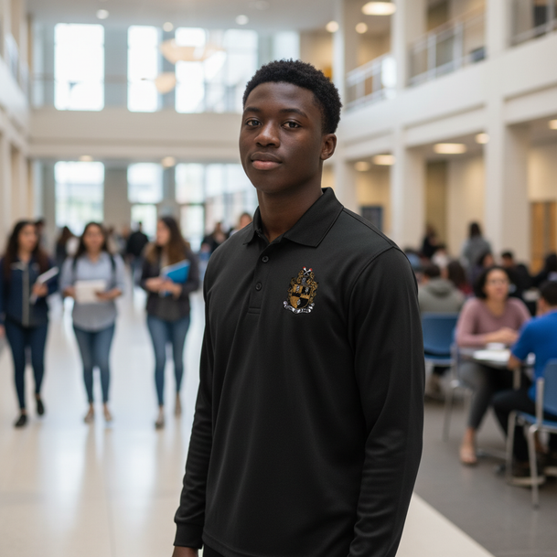 DISCOUNT-Alpha Phi Alpha Emblem Long Sleeve Polo