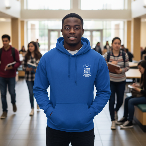 DISCOUNT-Phi Beta Sigma Crest - Shield Emblem Hooded Sweatshirt