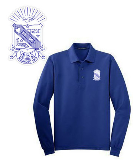 DISCOUNT-Phi Beta Sigma Emblem Long Sleeve Polo