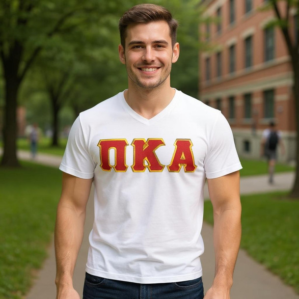 DISCOUNT- Fraternity Lettered V-Neck T-Shirt