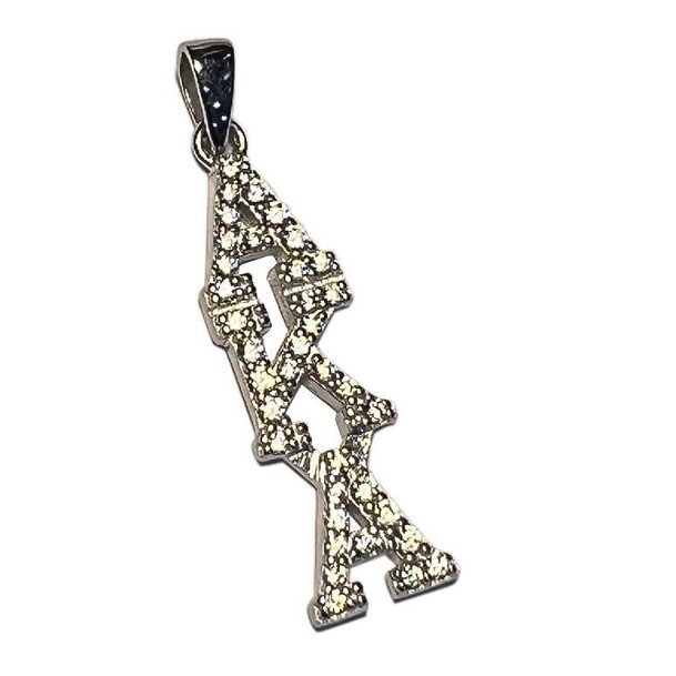  Alpha Kappa Alpha Sterling Silver Lavaliere set with Lab-Created Diamonds 