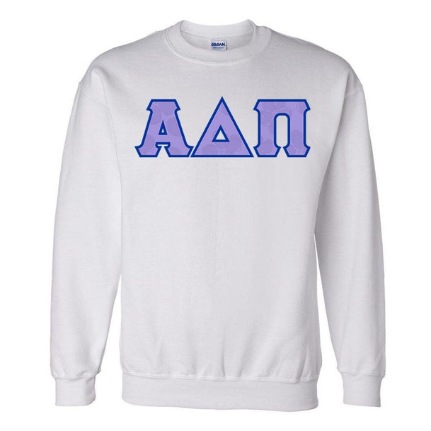  Alpha Delta Pi Official Violet Pattern Greek Lettered Crewneck Sweatshirt 