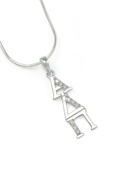 TCS Alpha Delta Pi Sterling Silver Lavaliere set with Lab-created Diamonds 