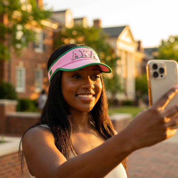 Alpha Kappa Alpha Greek Featherlight Pink Visor