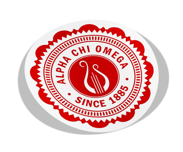  Alpha Chi Omega 5" Sorority Seal Bumper Sticker 