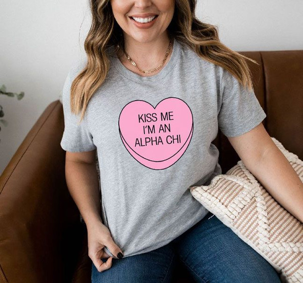 Alpha Chi Omega Candy Heart Tee
