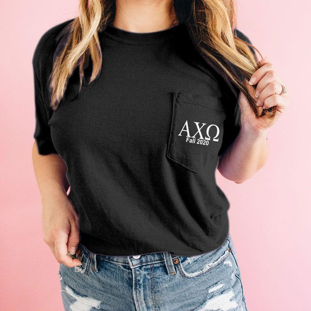  Alpha Chi Omega Custom Comfort Colors Pocket Tee 