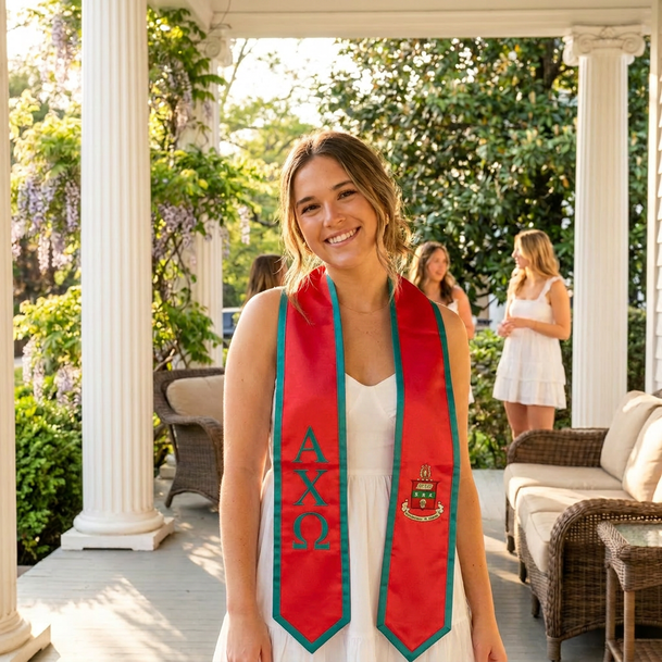 DISCOUNT-Alpha Chi Omega Greek 2 Tone Lettered Graduation Sash Stole