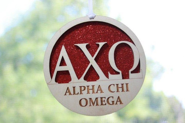 Sorority Shop Alpha Chi Omega Laser Carved Greek Letter Ornament - 3" Round 