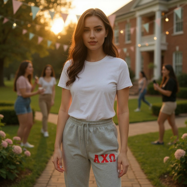 Alpha Chi Omega Lettered Thigh Sweatpants