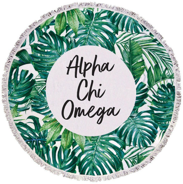 Sorority Shop Alpha Chi Omega Palm Leaf Fringe Towel Blanket 