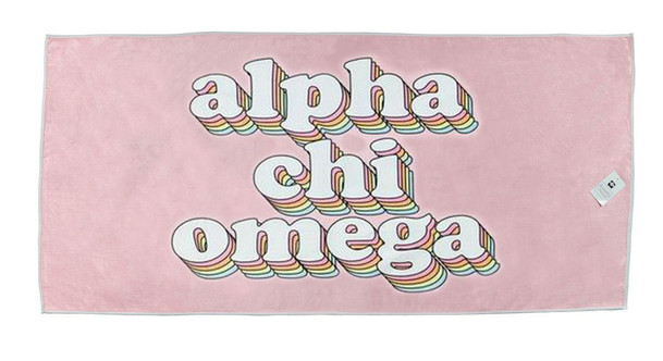 Sorority Shop Alpha Chi Omega Plush Retro Beach Towel 