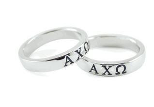 TCS Alpha Chi Omega Sterling Silver Ring with Black Enamel 