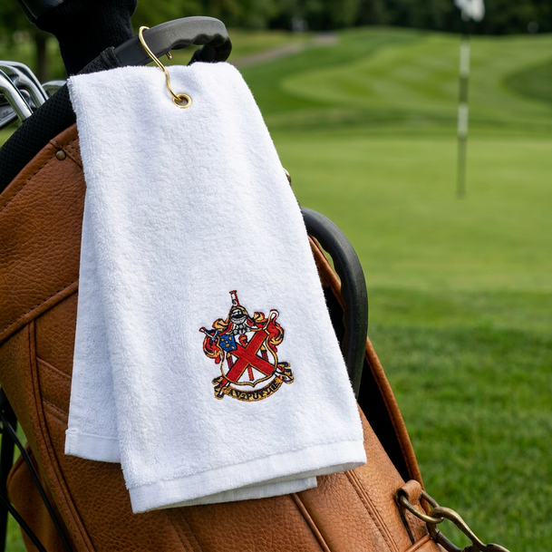 DISCOUNT-Alpha Chi Rho Crest - Shield Golf Towel