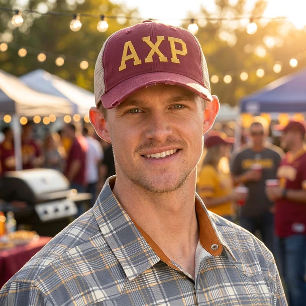 Alpha Chi Rho Distressed Trucker Hat
