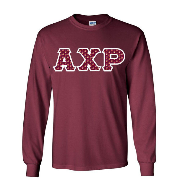  Alpha Chi Rho Fraternity Crest - Shield Twill Letter Longsleeve Tee 