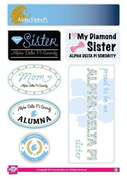 Sorority Shop Alpha Delta Pi Family Sticker Sheet 