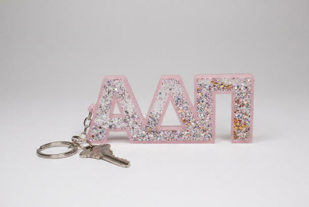 Alpha Delta Pi Glitter Keychain