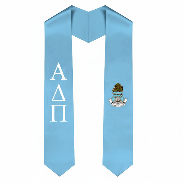 Alpha Delta Pi Greek Lettered Graduation Sash Stole With Crest