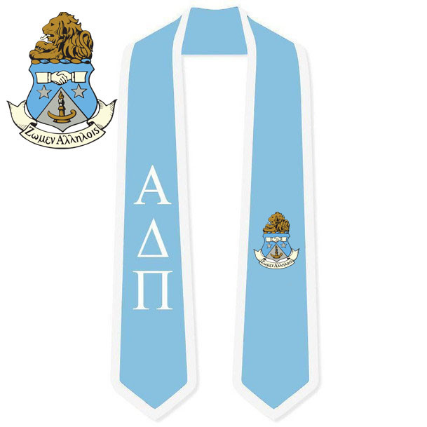 DISCOUNT-Alpha Delta Pi Greek 2 Tone Lettered Graduation Sash Stole