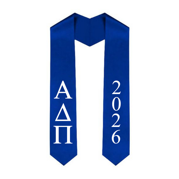 Alpha Delta Pi Greek Lettered Graduation Sash Stole With Year - Best Value