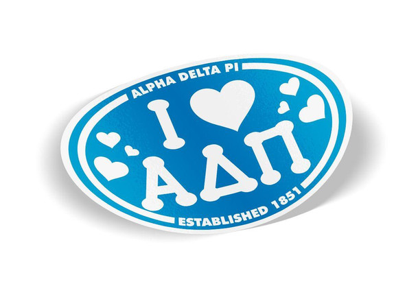  Alpha Delta Pi I Love Sorority Sticker - Oval 