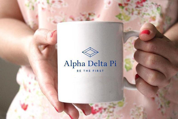  Alpha Delta Pi White Mascot Coffee Mug - Personalized! 
