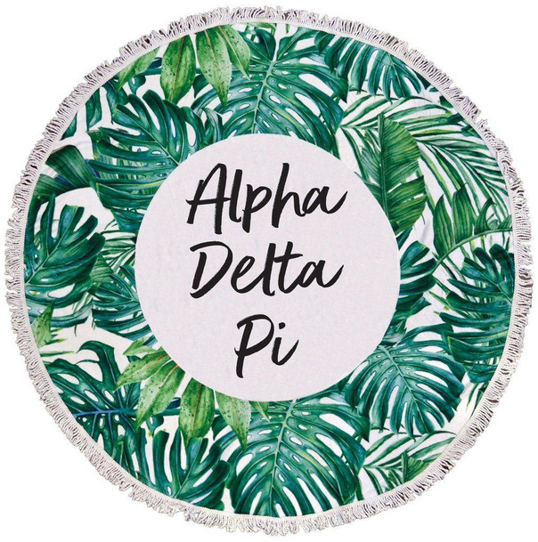 Sorority Shop Alpha Delta Pi Palm Leaf Fringe Towel Blanket 