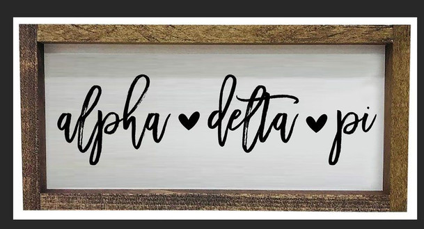 Alpha Delta Pi Script Wooden Signs