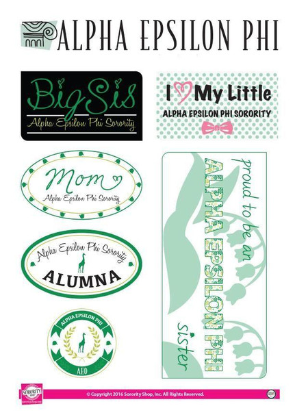Sorority Shop Alpha Epsilon Phi Family Sticker Sheet 