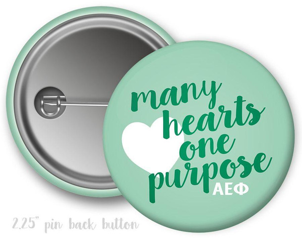 Greekgear Alpha Epsilon Phi Many Hearts One Purpose Button 