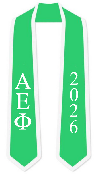 Alpha Epsilon Phi Graduation Sash Stole w/ Year