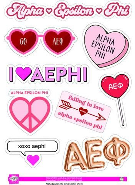 Alpha Epsilon Phi Love Theme Stickers